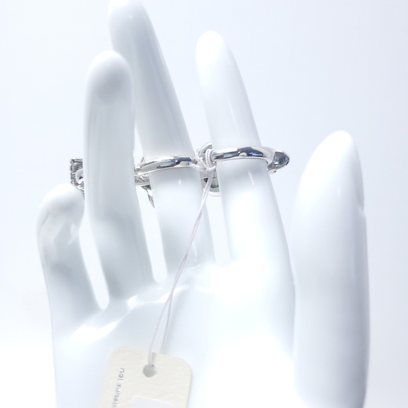 3 Figure Silver Skull and stone Ring - Picture 4 of 7